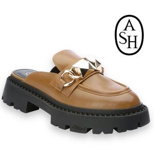 NWOT ASH Genius Chain Loafer Mule in Golden Brown Leather Size 5